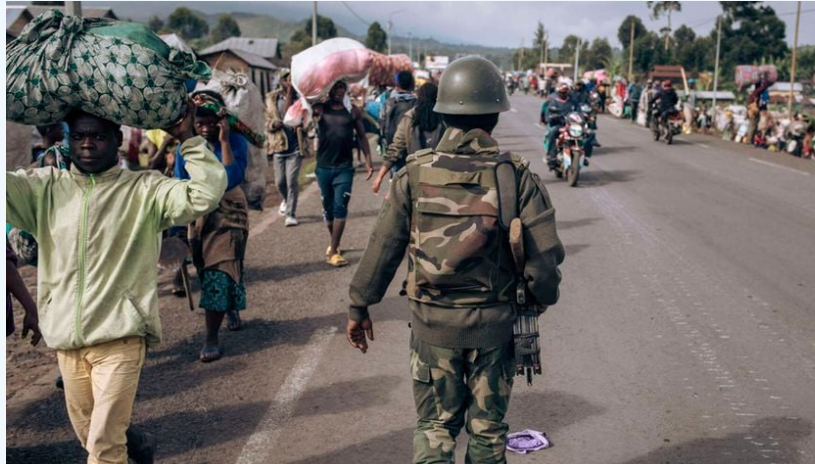 Aerial view of conflict-affected regions in DR Congo.