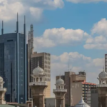 Customers inside a Kenyan bank as banking activities continue.