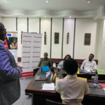 African leaders in a conference discussing healthcare funding and strategies to strengthen public health systems.