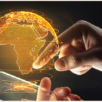 A rural Kenyan student using a smartphone for online learning, symbolizing digital inclusion efforts.