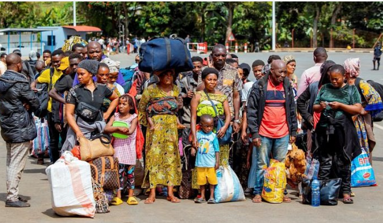 African peacekeeping troops preparing for deployment.