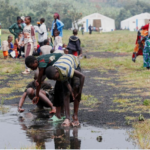 Civilians fleeing conflict zones in eastern Democratic Republic of Congo.
