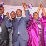 Kenyan political leaders at a public rally discussing an anti-Ruto alliance.