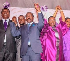 Kenyan political leaders at a public rally discussing an anti-Ruto alliance.