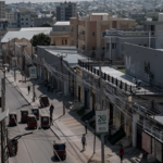 Somali security personnel securing the area around a damaged hotel in Beledweyne after a Shabaab militant attack