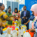 WWF representatives and students in Kisarawe District during the launch of the ‘Ishi Kijanja’ environmental conservation campaign
