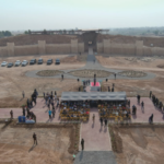 Ancient Assyrian lamassu statue rediscovered in Iraq.