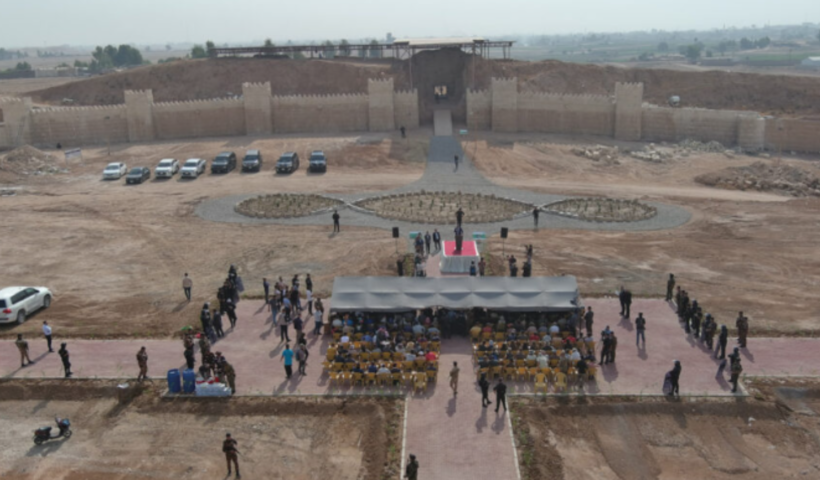 Ancient Assyrian lamassu statue rediscovered in Iraq.