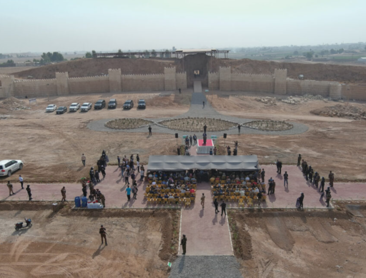 Ancient Assyrian lamassu statue rediscovered in Iraq.