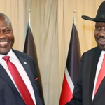 Image showing South Sudan's Vice President Riek Machar with his allies during a political event, highlighting the recent detentions impacting the nation's peace dynamics.