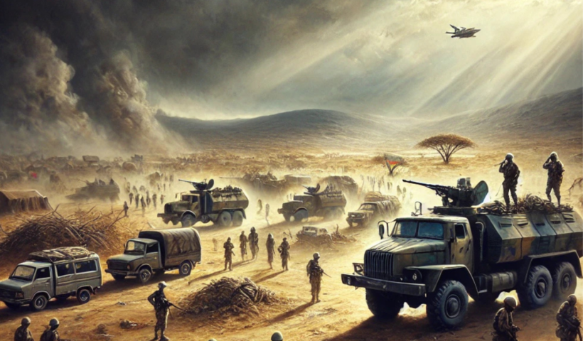 Military buildup along the Ethiopia-Eritrea border, highlighting tensions and the risk of conflict in the Horn of Africa