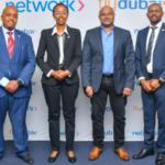 A flydubai aircraft at an airport, symbolizing the airline's adoption of mobile money payment options in East Africa