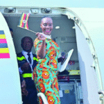 Uganda Airlines aircraft on the runway amid growing losses in 2024/25.