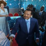 Cameroonian President Paul Biya, 92, casting his vote during the 2025 presidential election in Yaoundé, Cameroon.