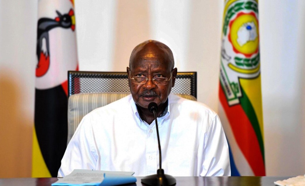 Ugandan President Yoweri Museveni addresses delegates during a government session in Entebbe after signing a law allowing military trials for civilians.