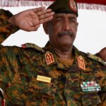 General Abdel-Fattah Burhan visits a displacement camp in Sudan, meeting civilians who fled El-Fasher after attacks by the Rapid Support Forces.