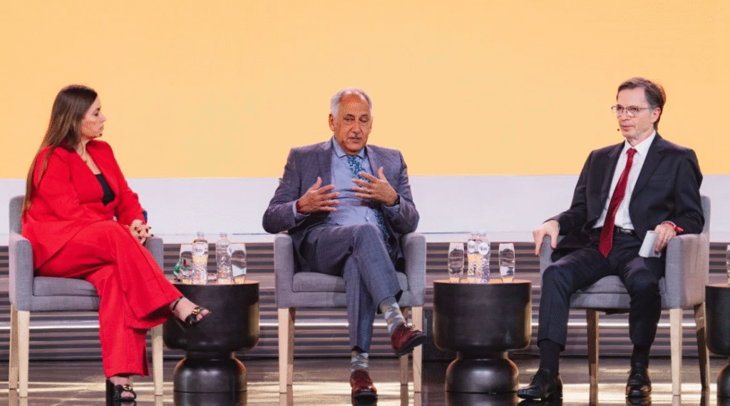 Business leaders from Brazil, South Africa, and the United States discuss global cooperation during a B20 Troika panel in 2025.