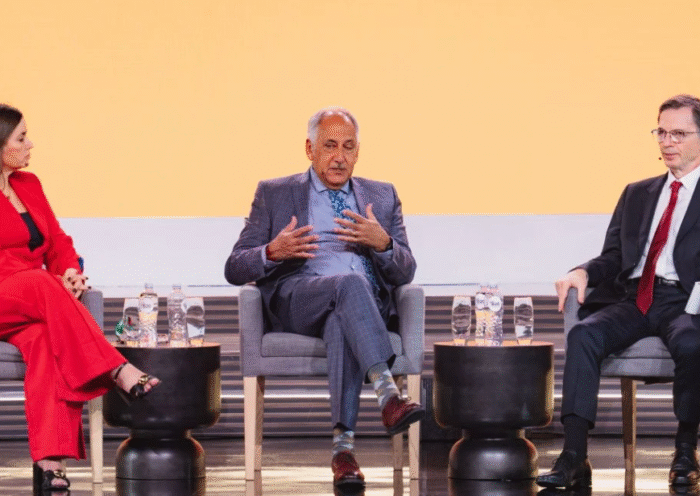 Business leaders from Brazil, South Africa, and the United States discuss global cooperation during a B20 Troika panel in 2025.