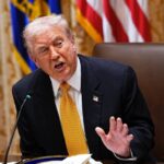 US President Donald Trump speaking to reporters aboard Air Force One, responding to questions about South Africa and the G20 summit.
