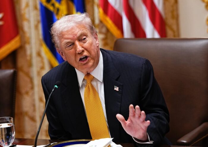 US President Donald Trump speaking to reporters aboard Air Force One, responding to questions about South Africa and the G20 summit.