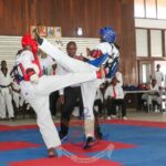 Kenya Navy officers participating in an Inter-Units Taekwondo Championship at KNB Mtongwe.