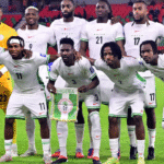 Nigeria Super Eagles players line up for a team photo before a World Cup qualifying match against DR Congo