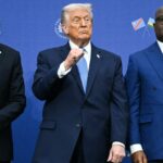 U.S. President Donald Trump’s name displayed on the United States Institute of Peace building sign in Washington, D.C., ahead of a Rwanda–Congo peace deal signing.