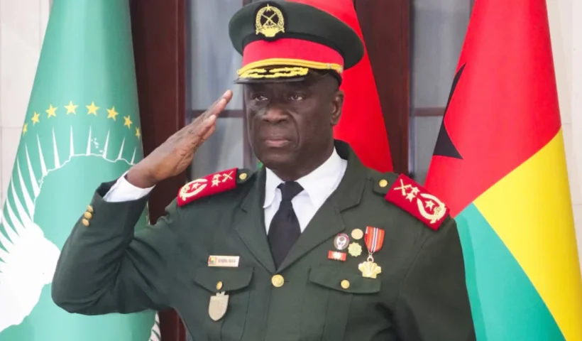 Soldiers stand guard in Bissau after a military takeover in Guinea-Bissau.