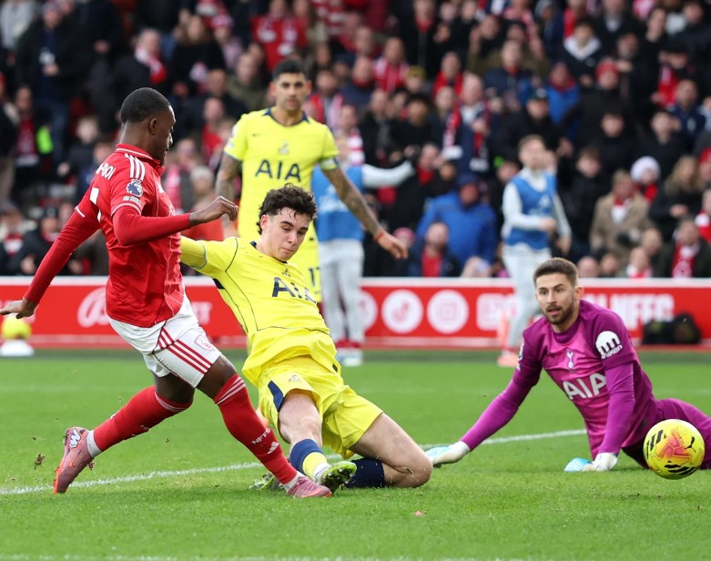 Nottingham Forest players celebrate after defeating Tottenham 3-0 in a Premier League match at the City Ground.Nottingham Forest players celebrate after defeating Tottenham 3-0 in a Premier League match at the City Ground.