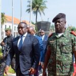 ECOWAS delegation led by Sierra Leone President Julius Maada Bio arriving in Guinea-Bissau for talks with coup leaders.