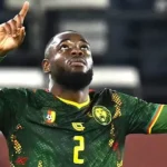 Cameroon players celebrate during the Cameroon South Africa Afcon quarter-final qualifier