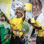 Uganda election youth vote rally supporting Bobi Wine and Museveni