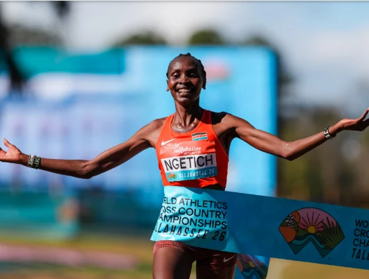 Agnes Ng’etich and Daniel Ebenyo at the 2026 Sirikwa Classic Cross Country launch in Eldoret