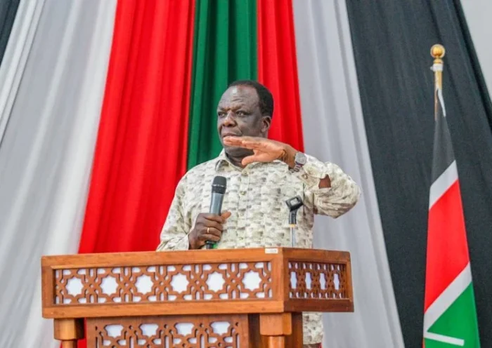 Cabinet Secretary Wycliffe Oparanya speaking on government plans to reform the coffee and dairy sectors in Kenya.