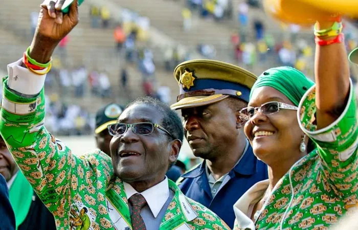 Former Zimbabwe president Robert Mugabe during a public address before his removal from power in 2017